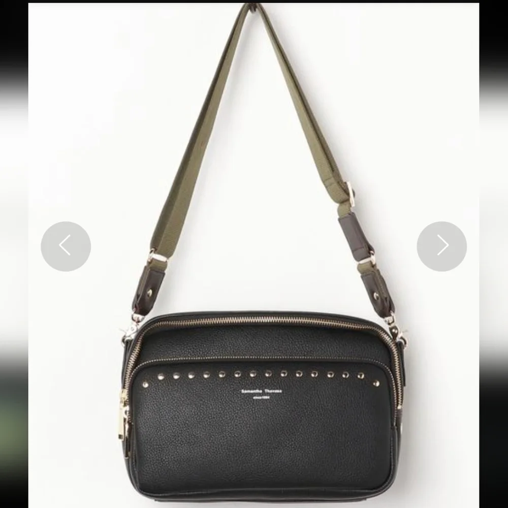 Samantha Thavasa Black Leather Studded Crossbody Bag